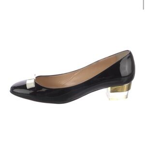 Christian Louboutin Zerlisixty Black Patent Leather Flats with Gold Accent